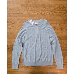 Open Edit Mens Gray Quarter Zip Long Sleeve Knit Sweater Size Medium NWT